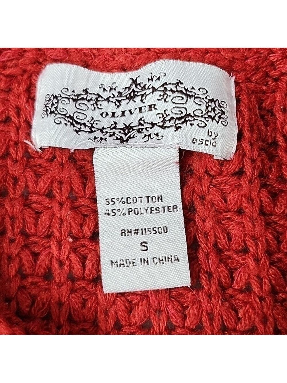 OLIVER BY ESCIO RED A SYMMETRICAL SWEATER SIZE SMALL - Picture 5 of 5